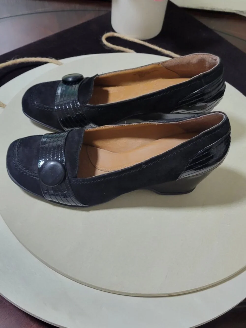 Sofft EuroSoft Black Suede Leather Wedge Heels [Item #SW01]